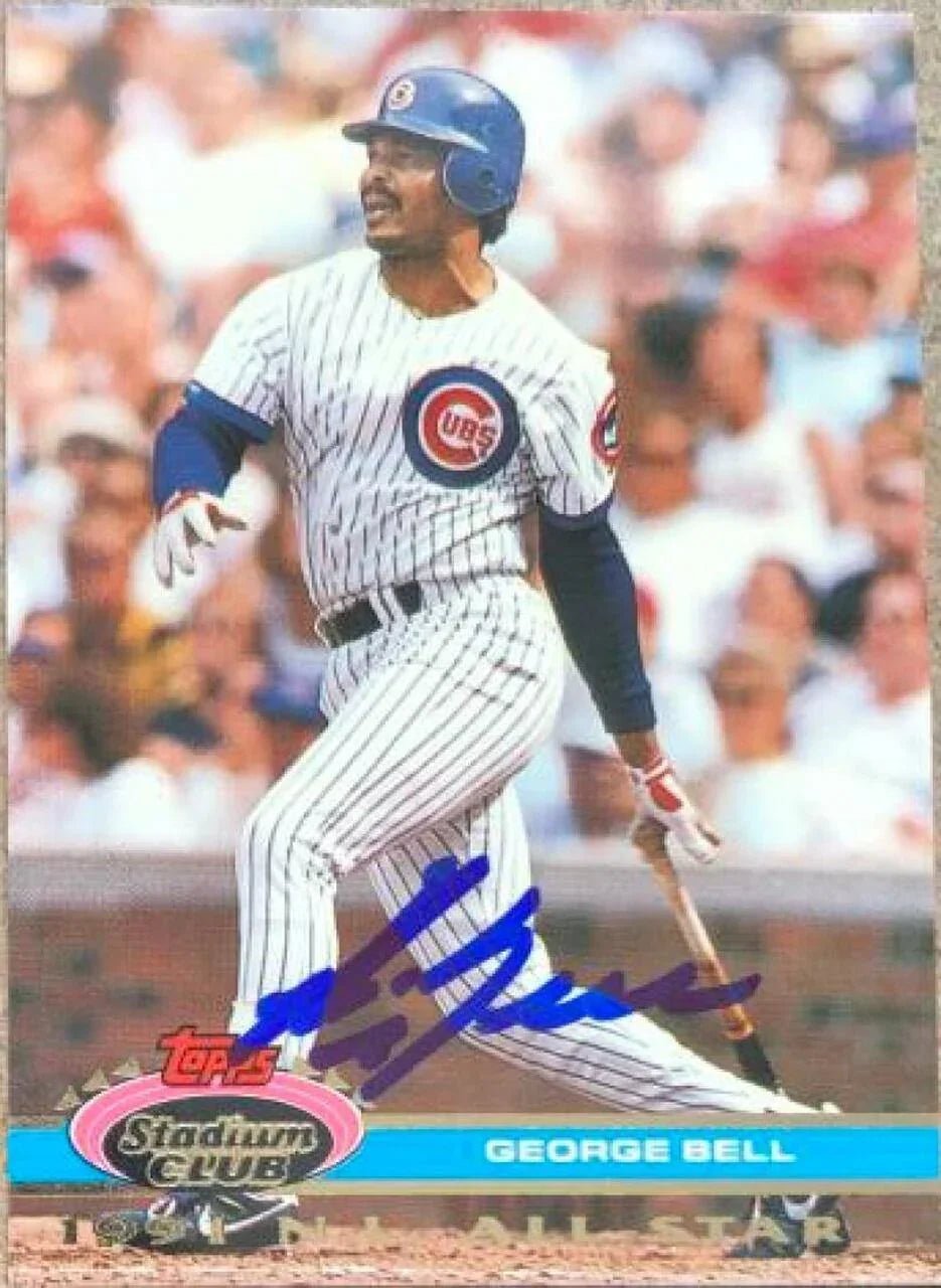 George Bell Signed 1992 Topps Stadium Club Dome Baseball Card - Chicago Cubs