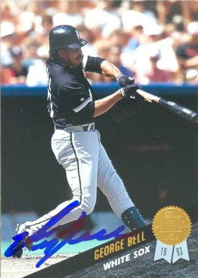 George Bell Signed 1993 Leaf Baseball Card - Chicago White Sox - PastPros