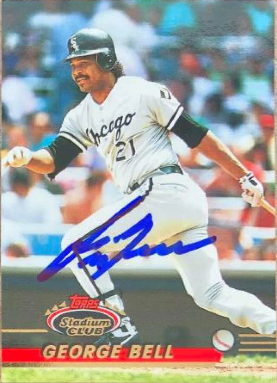 George Bell Signed 1993 Stadium Club Baseball Card - Chicago White Sox
