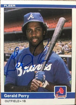 Gerald Perry Signed 1984 Fleer Baseball Card - Atlanta Braves