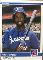 Gerald Perry Signed 1984 Fleer Baseball Card - Atlanta Braves - PastPros