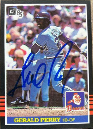 Gerald Perry Signed 1985 Donruss Baseball Card - Atlanta Braves - PastPros
