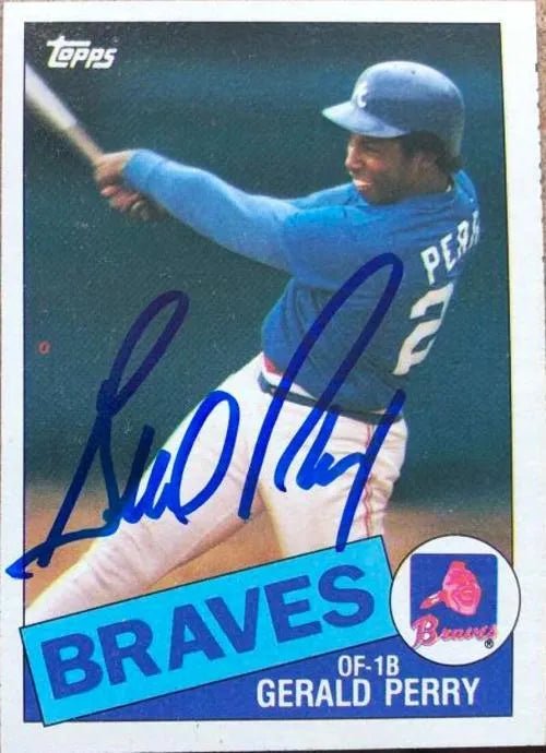 Gerald Perry Signed 1985 Topps Baseball Card - Atlanta Braves