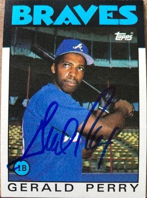 Gerald Perry Signed 1986 Topps Baseball Card - Atlanta Braves