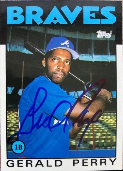 Gerald Perry Signed 1986 Topps Tiffany Baseball Card - Atlanta Braves