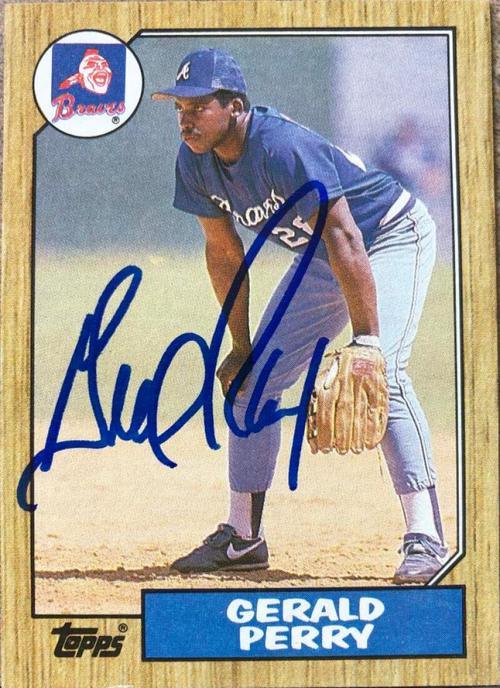 Gerald Perry Signed 1987 Topps Baseball Card - Atlanta Braves - PastPros