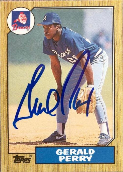 Gerald Perry Signed 1987 Topps Tiffany Baseball Card - Atlanta Braves - PastPros
