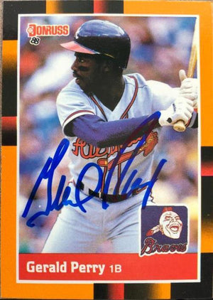 Gerald Perry Signed 1988 Donruss Baseball's Best Card - Atlanta Braves - PastPros