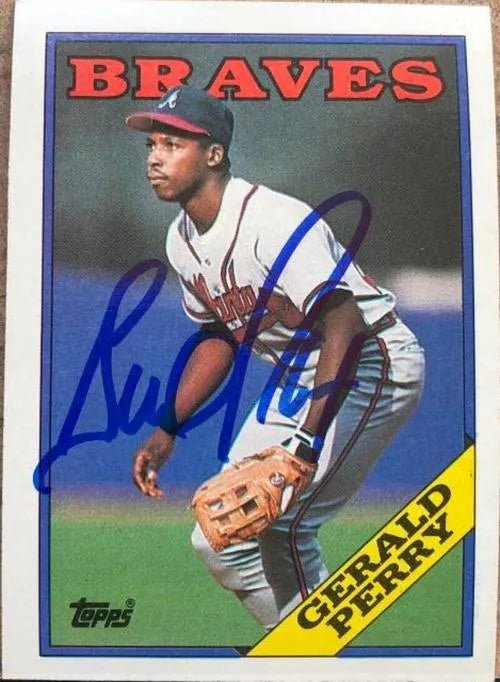 Gerald Perry Signed 1988 Topps Baseball Card - Atlanta Braves