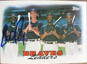 Gerald Perry Signed 1988 Topps Baseball Card - Atlanta Braves Leaders