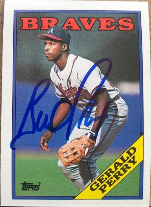 Gerald Perry Signed 1988 Topps Baseball Card - Atlanta Braves - PastPros