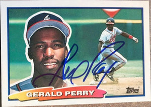 Gerald Perry Signed 1988 Topps Big Baseball Card - Atlanta Braves