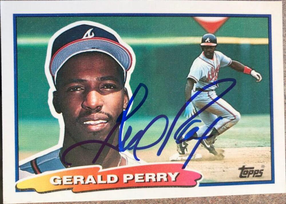 Gerald Perry Signed 1988 Topps Big Baseball Card - Atlanta Braves - PastPros