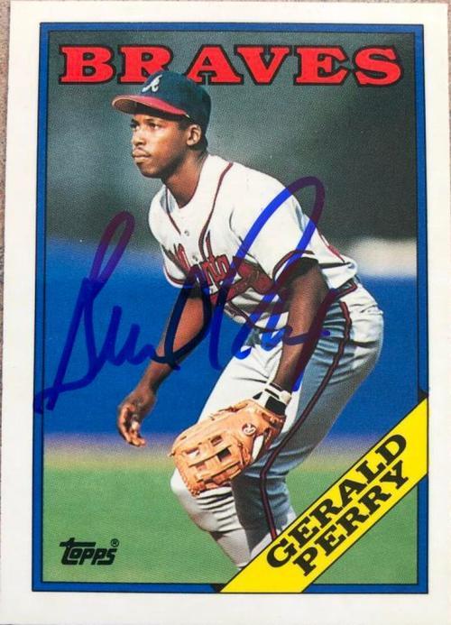 Gerald Perry Signed 1988 Topps Tiffany Baseball Card - Atlanta Braves - PastPros