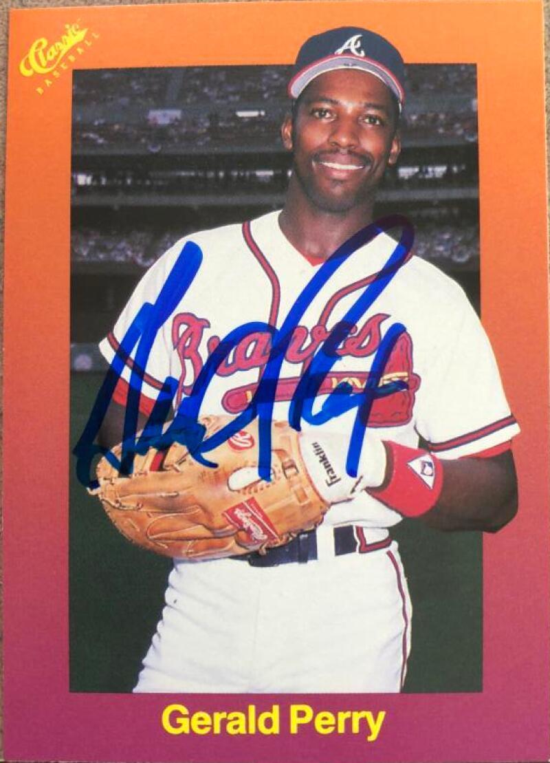Gerald Perry Signed 1989 Classic Travel Baseball Card - Atlanta Braves - PastPros