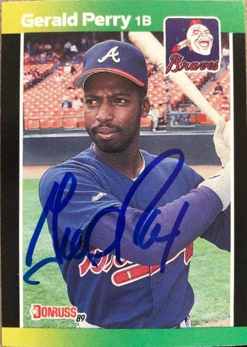 Gerald Perry Signed 1989 Donruss Baseball's Best Card - Atlanta Braves