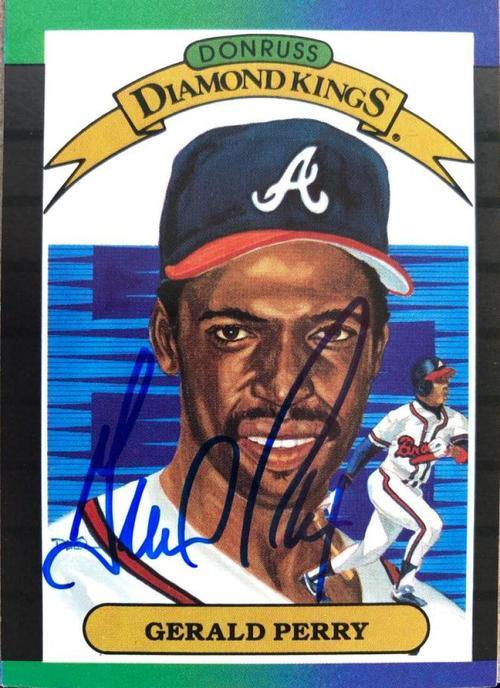 Gerald Perry Signed 1989 Donruss Diamond Kings Baseball Card - Atlanta Braves - PastPros