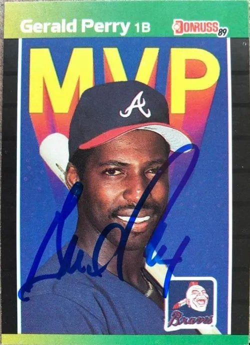 Gerald Perry Signed 1989 Donruss MVP Baseball Card - Atlanta Braves