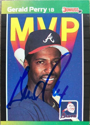 Gerald Perry Signed 1989 Donruss MVP Baseball Card - Atlanta Braves - PastPros