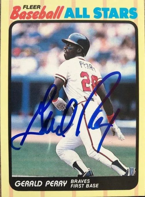 Gerald Perry Signed 1989 Fleer All-Stars Baseball Card - Atlanta Braves