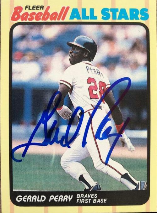 Gerald Perry Signed 1989 Fleer All-Stars Baseball Card - Atlanta Braves - PastPros