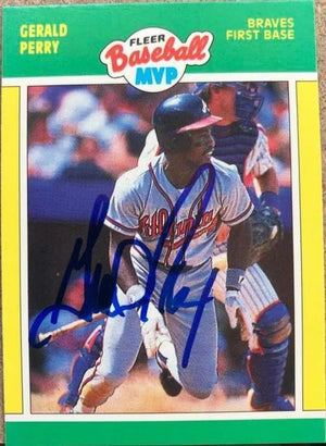 Gerald Perry Signed 1989 Fleer MVP Baseball Card - Atlanta Braves