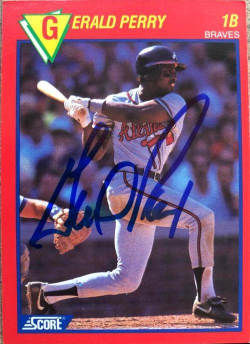 Gerald Perry Signed 1989 Score Baseball's Hottest Players Baseball Card - Atlanta Braves - PastPros