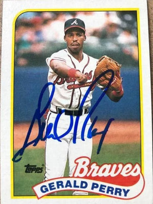Gerald Perry Signed 1989 Topps Baseball Card - Atlanta Braves