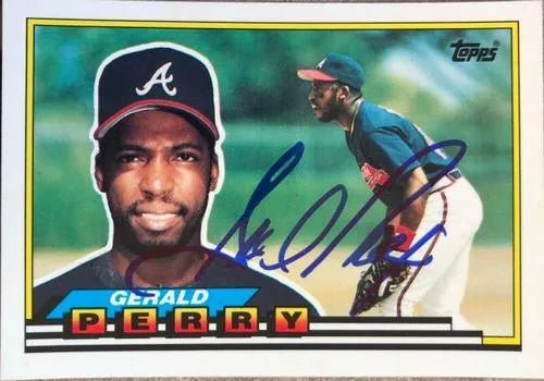 Gerald Perry Signed 1989 Topps Big Baseball Card - Atlanta Braves