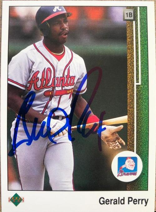 Gerald Perry Signed 1989 Upper Deck Baseball Card - Atlanta Braves - PastPros