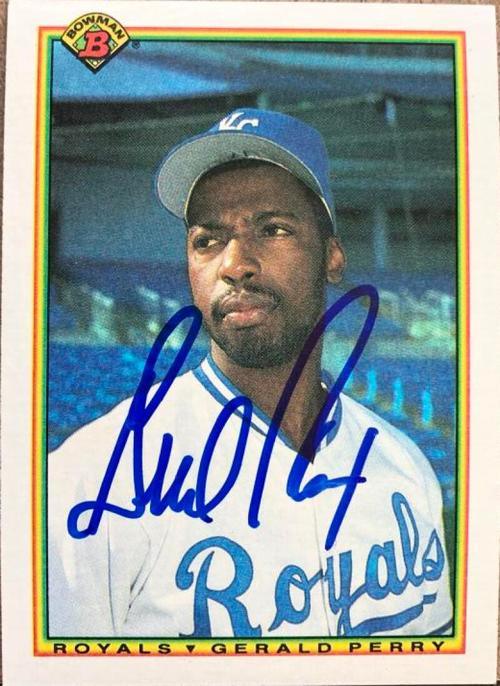 Gerald Perry Signed 1990 Bowman Baseball Card - Kansas City Royals - PastPros