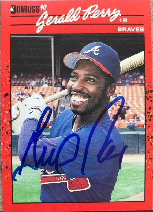 Gerald Perry Signed 1990 Donruss Baseball Card - Atlanta Braves - PastPros