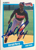 Gerald Perry Signed 1990 Fleer Baseball Card - Atlanta Braves