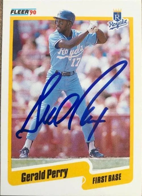 Gerald Perry Signed 1990 Fleer Baseball Card - Kansas City Royals
