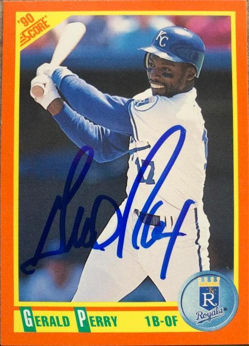 Gerald Perry Signed 1990 Score Traded Baseball Card - Kansas City Royals - PastPros