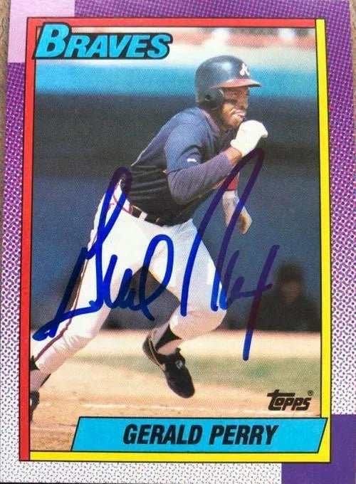 Gerald Perry Signed 1990 Topps Baseball Card - Atlanta Braves