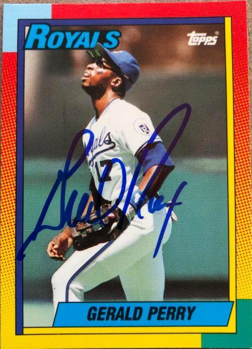 Gerald Perry Signed 1990 Topps Traded Baseball Card - Kansas City Royals - PastPros