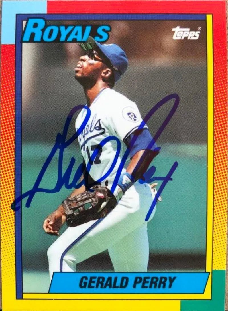 Gerald Perry Signed 1990 Topps Traded Tiffany Baseball Card - Kansas City Royals