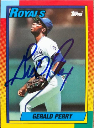 Gerald Perry Signed 1990 Topps Traded Tiffany Baseball Card - Kansas City Royals