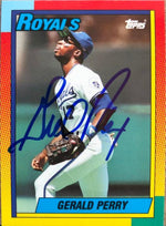 Gerald Perry Signed 1990 Topps Traded Tiffany Baseball Card - Kansas City Royals - PastPros