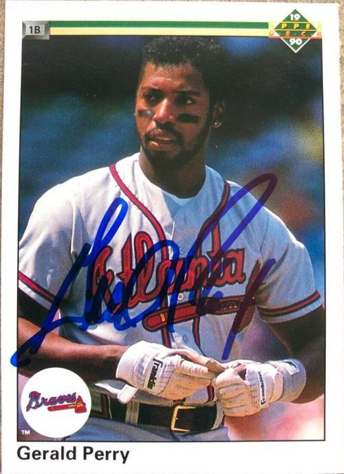 Gerald Perry Signed 1990 Upper Deck Baseball Card - Atlanta Braves - PastPros