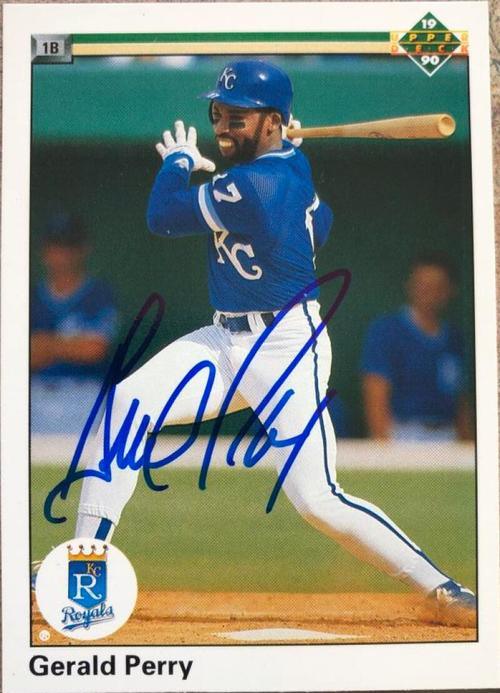 Gerald Perry Signed 1990 Upper Deck Baseball Card - Kansas City Royals - PastPros