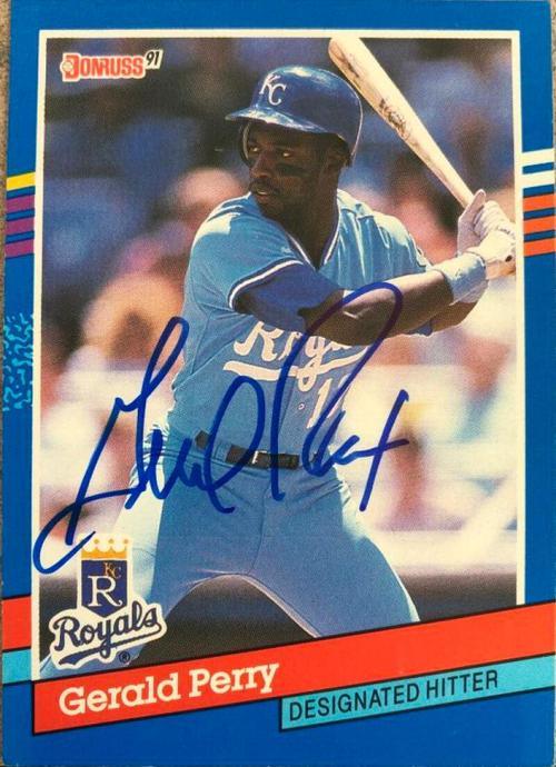 Gerald Perry Signed 1991 Donruss Baseball Card - Kansas City Royals - PastPros