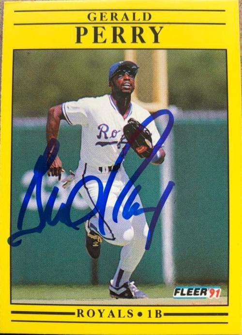 Gerald Perry Signed 1991 Fleer Baseball Card - Kansas City Royals - PastPros