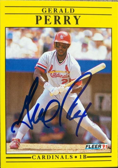 Gerald Perry Signed 1991 Fleer Baseball Card - St Louis Cardinals - PastPros
