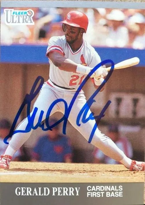 Gerald Perry Signed 1991 Fleer Ultra Baseball Card - St Louis Cardinals