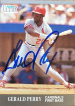 Gerald Perry Signed 1991 Fleer Ultra Baseball Card - St Louis Cardinals - PastPros