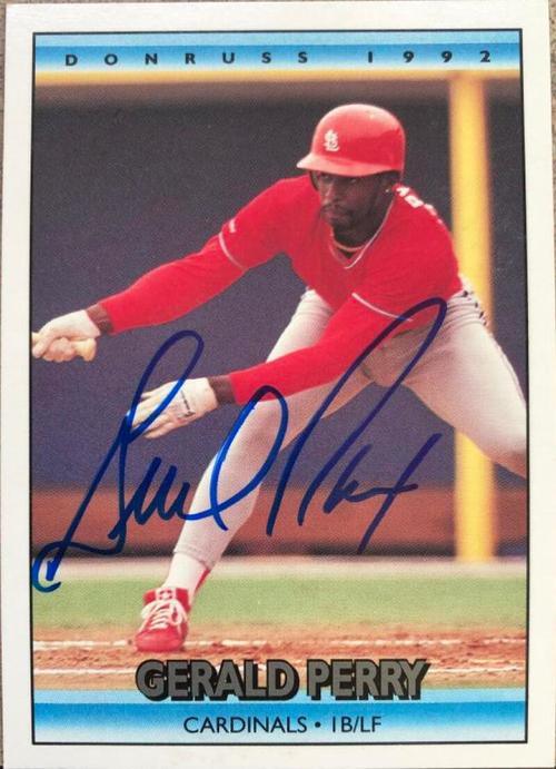Gerald Perry Signed 1992 Donruss Baseball Card - St Louis Cardinals - PastPros