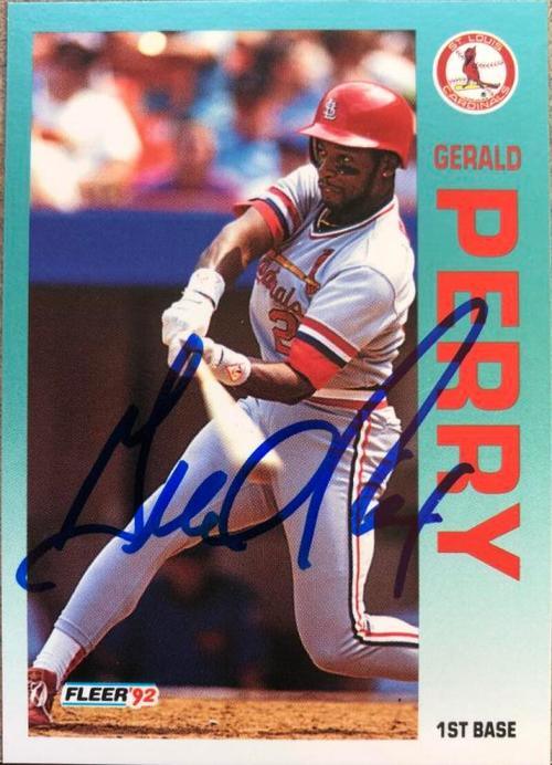 Gerald Perry Signed 1992 Fleer Baseball Card - St Louis Cardinals - PastPros