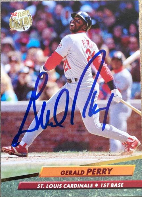 Gerald Perry Signed 1992 Fleer Ultra Baseball Card - St Louis Cardinals - PastPros